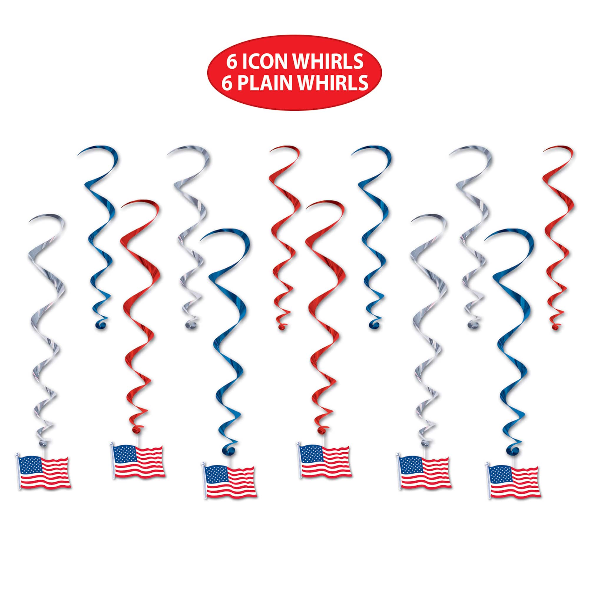 Beistle American Flag Whirls, 12ct.
